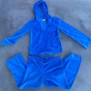 PATAGONIA Velour Velvet Royal Blue Pants and Jacket Set
